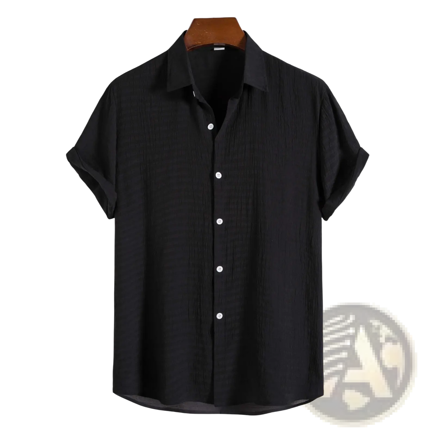 Men's Minimalist Textured Short Sleeve Grid Shirt