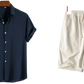 Men's Minimalist Textured Short Sleeve Grid Shirt