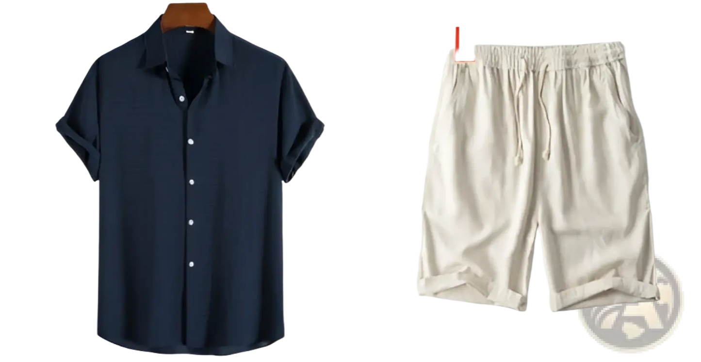 Men's Minimalist Textured Short Sleeve Grid Shirt