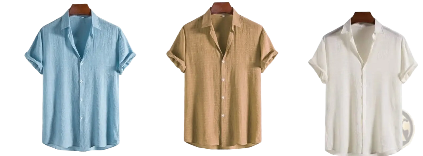 Men's Minimalist Textured Short Sleeve Grid Shirt