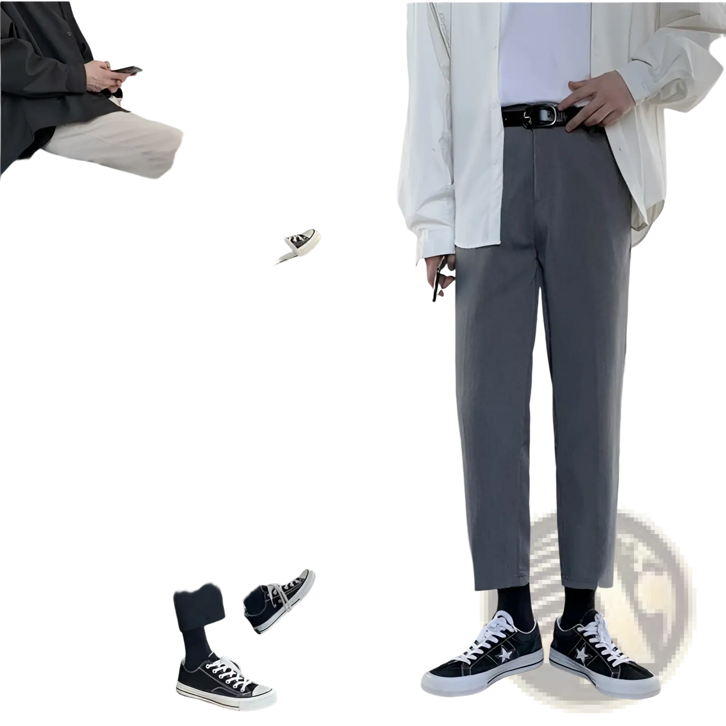 Men's Modern Slim Fit Straight Leg Cotton Trousers