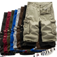 Men's Multi Pocket Cotton Cargo Shorts with Drawstring Cuffs