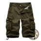 Men's Multi Pocket Cotton Cargo Shorts with Drawstring Cuffs