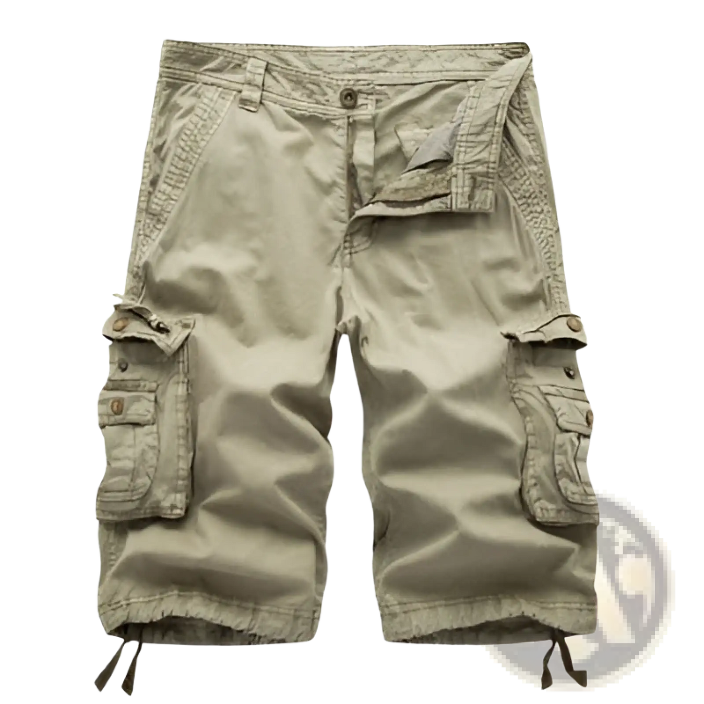 Men's Multi Pocket Cotton Cargo Shorts with Drawstring Cuffs