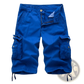 Men's Multi Pocket Cotton Cargo Shorts with Drawstring Cuffs
