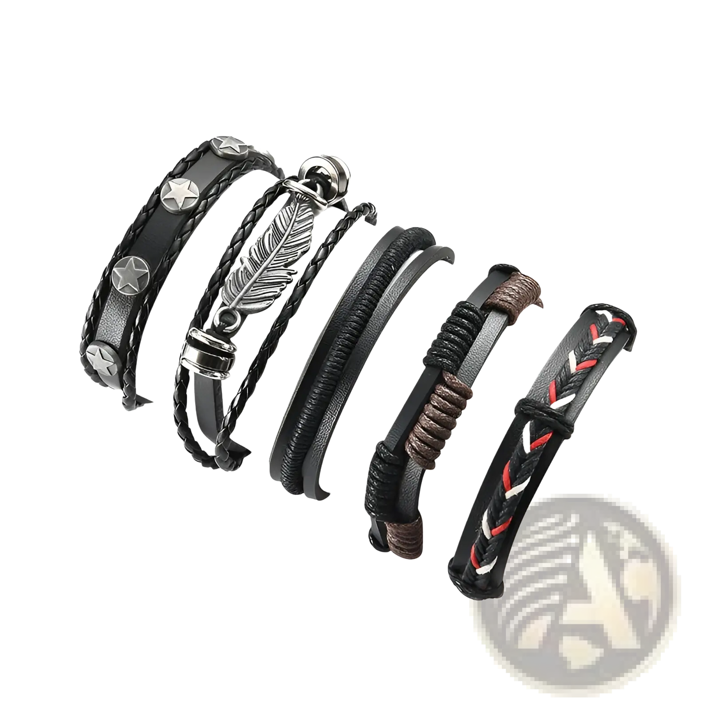 Men's Multilayer Leather Bracelet with Star Charms