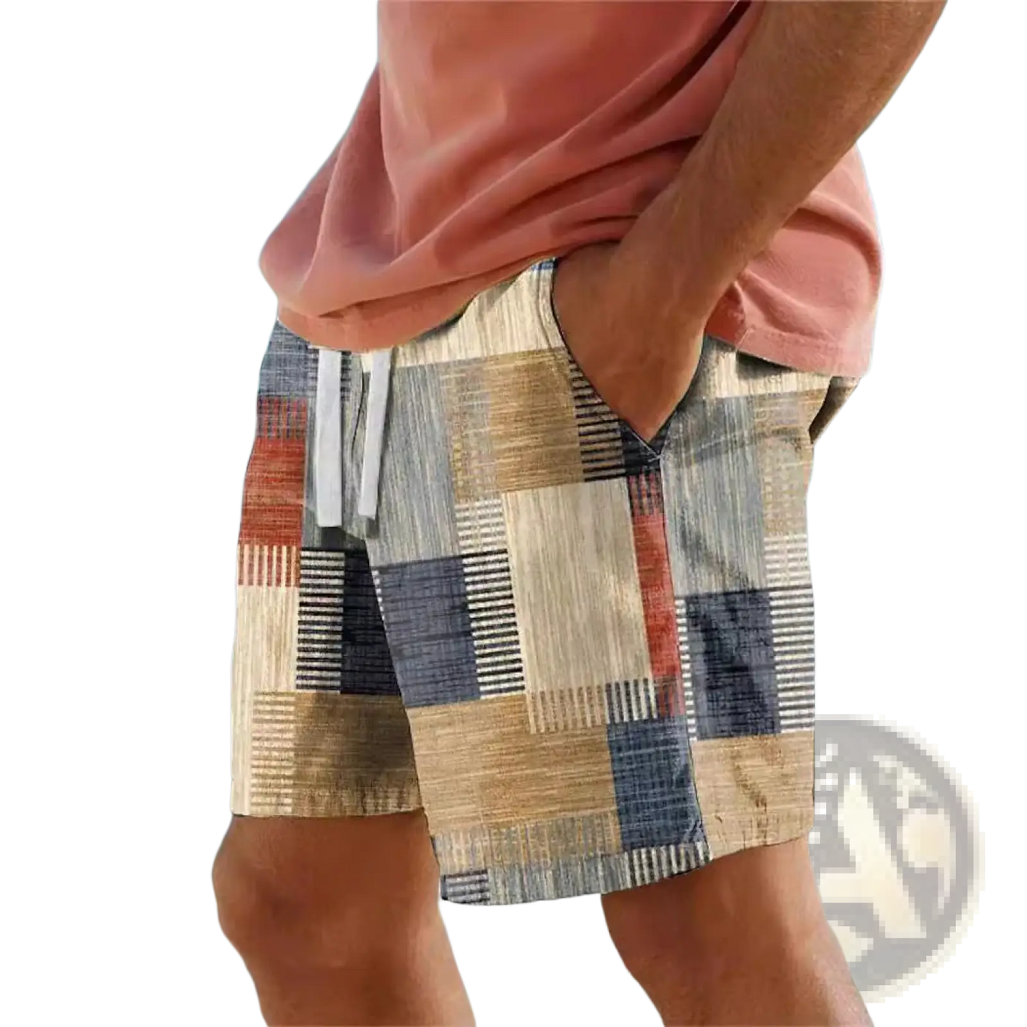 Men's Patchwork Houndstooth Streetwear Casual Shorts