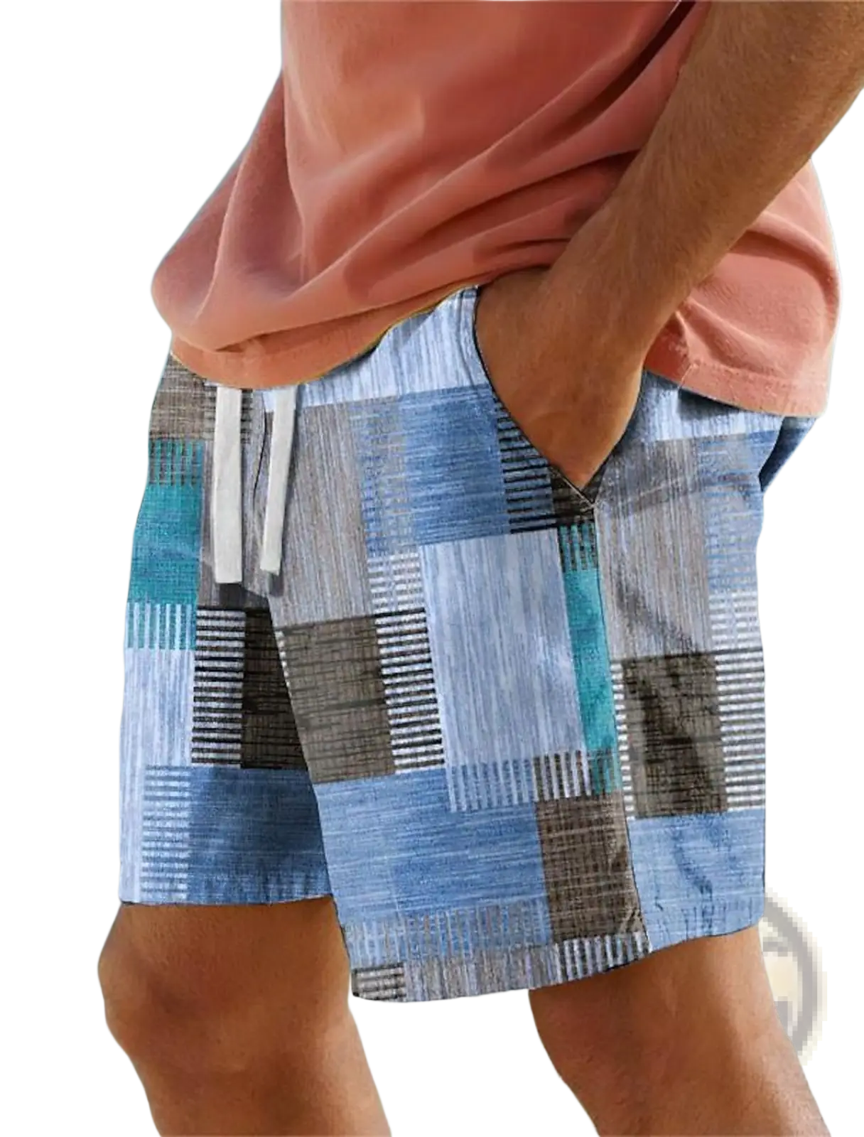 Men's Patchwork Houndstooth Streetwear Casual Shorts