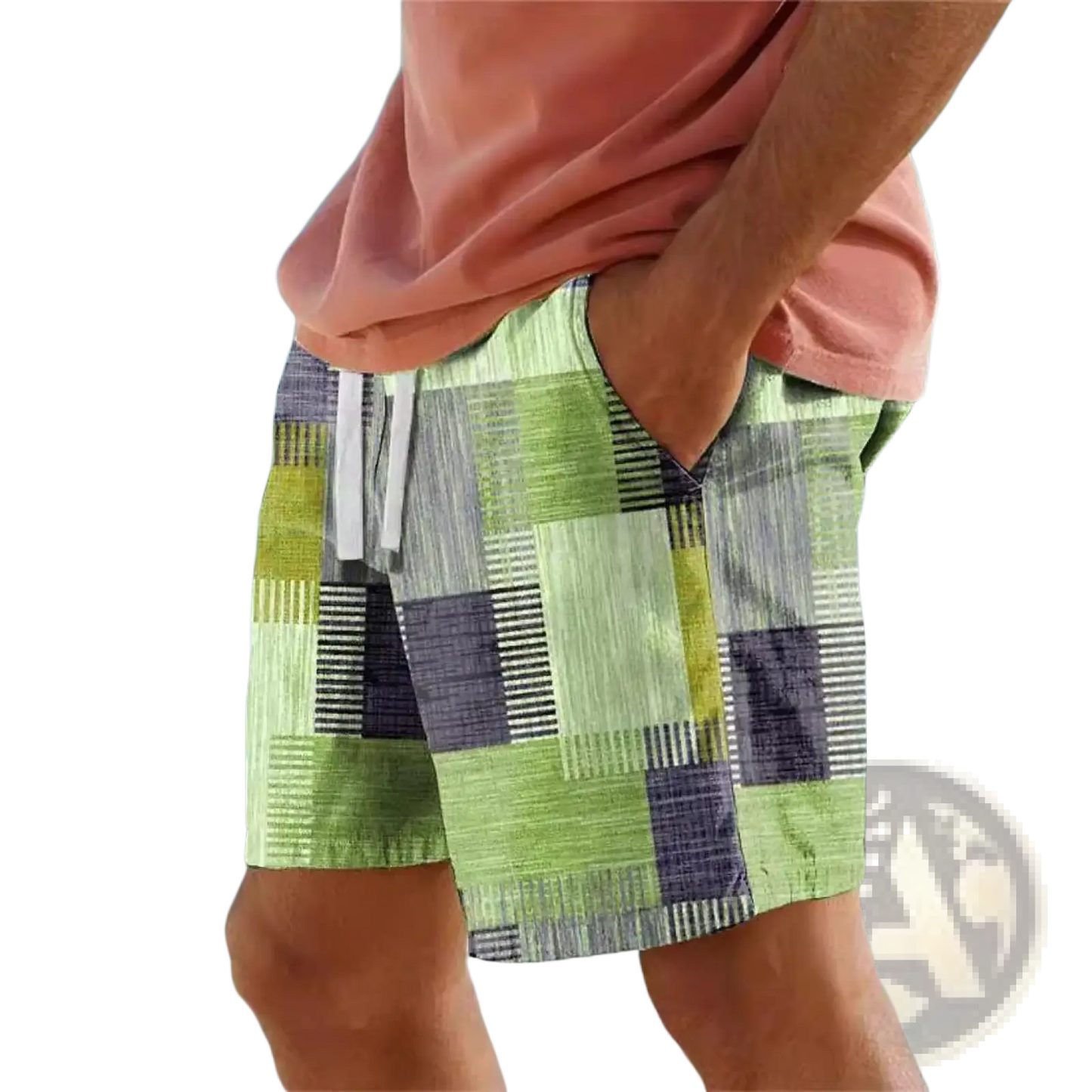 Men's Patchwork Houndstooth Streetwear Casual Shorts