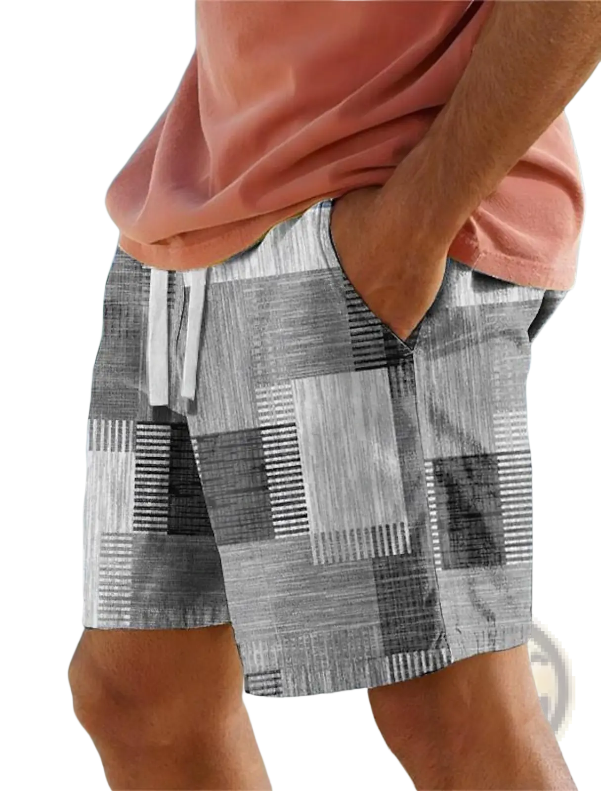 Men's Patchwork Houndstooth Streetwear Casual Shorts