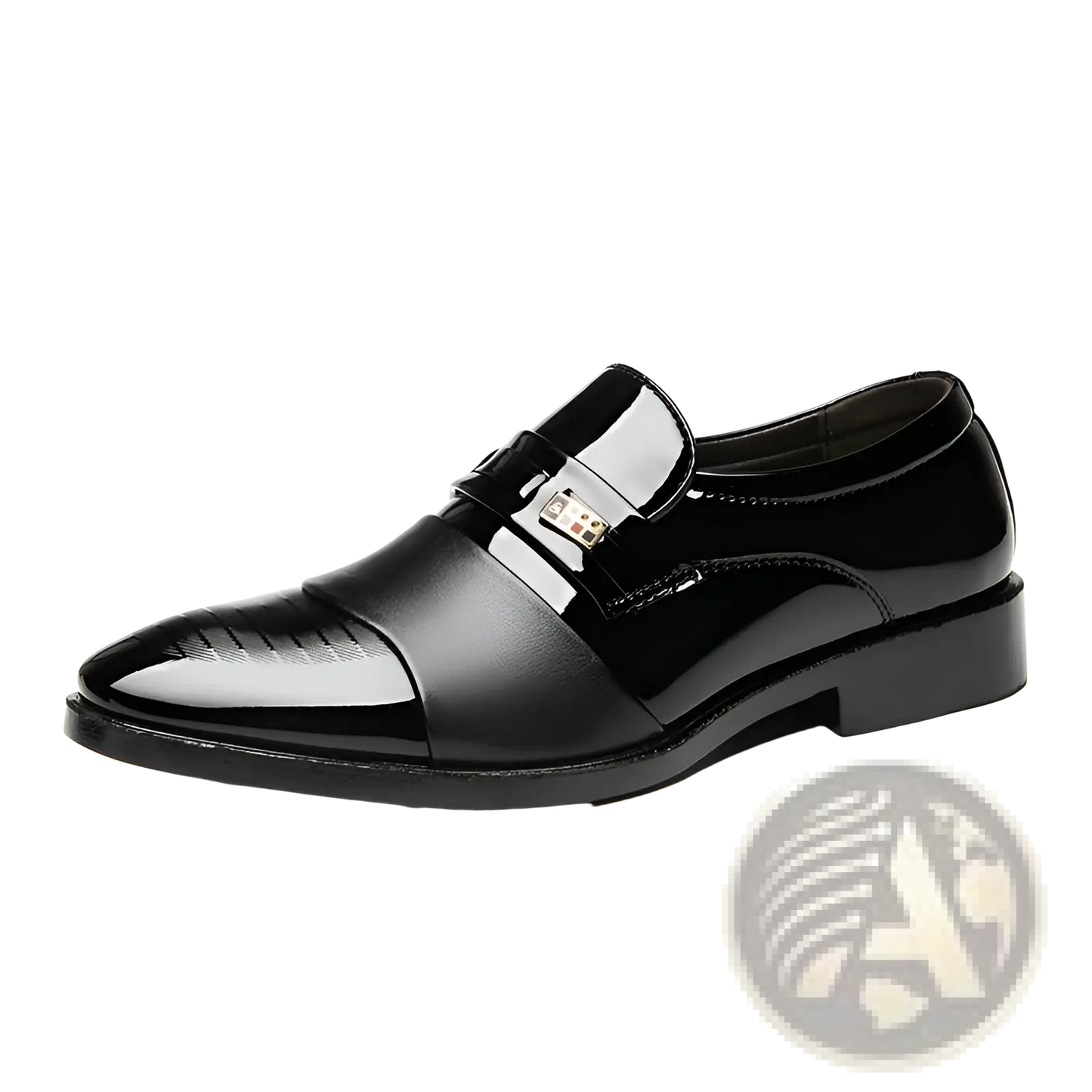 Men's Patent Leather Buckle Loafers for Business and Formal Wear