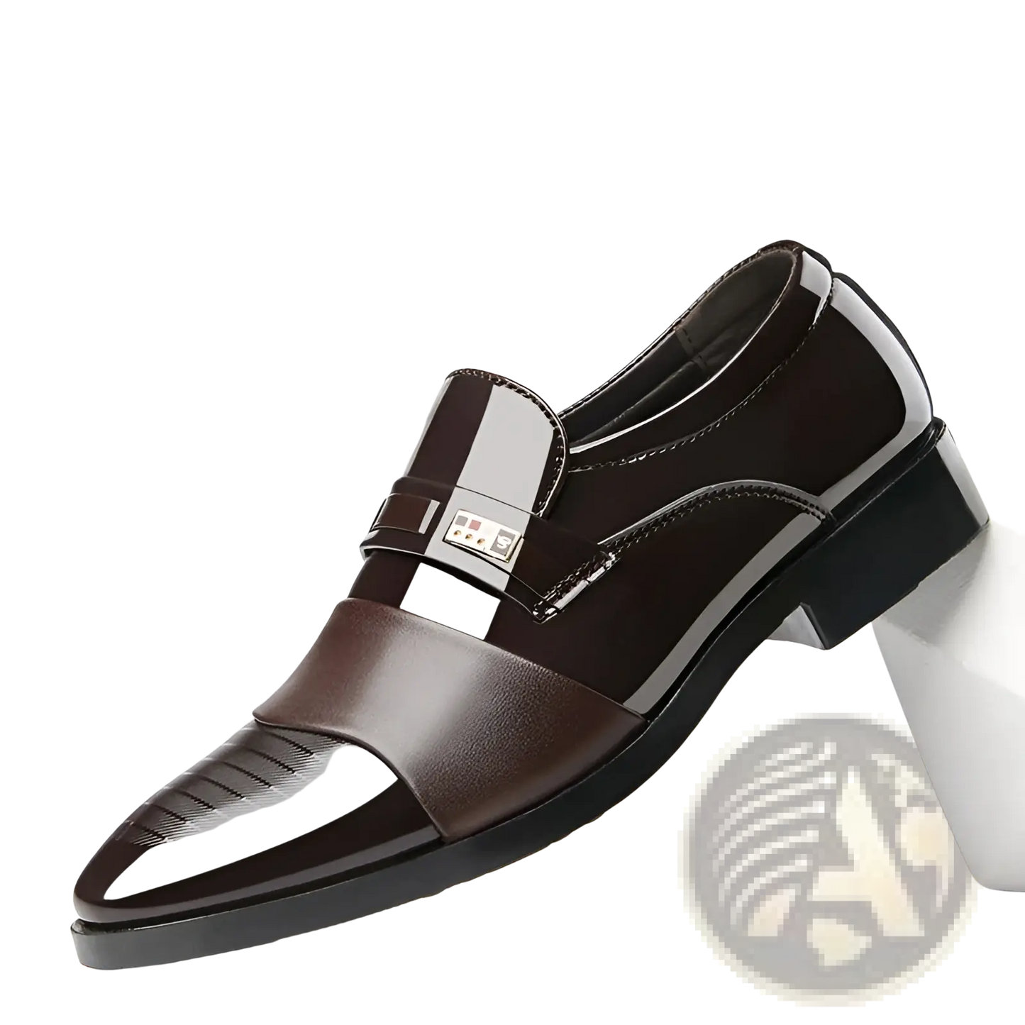 Men's Patent Leather Buckle Loafers for Business and Formal Wear
