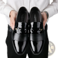 Men's Patent Leather Buckle Loafers for Business and Formal Wear