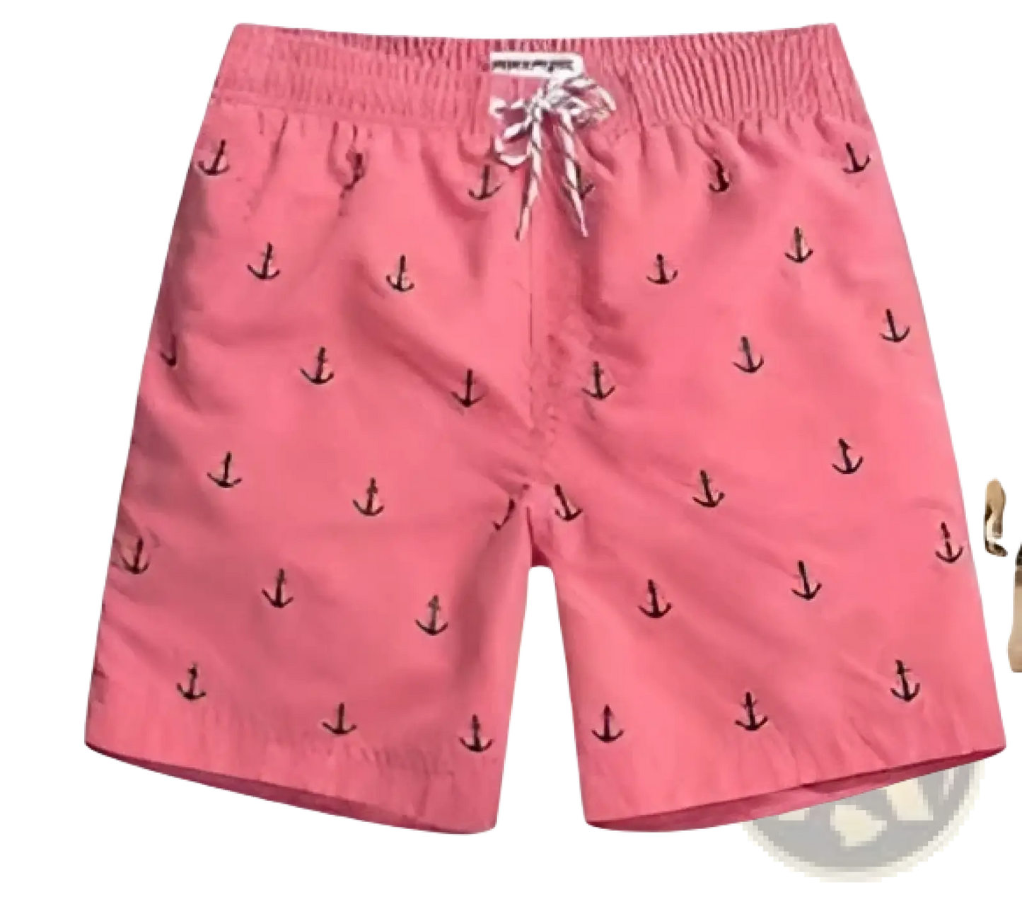 Men's Pink Shark Print Quick Dry Swim Trunks