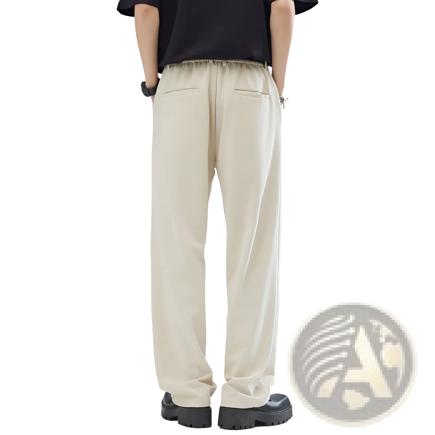 Men's Pleated Wide Leg Relaxed Fit Trousers