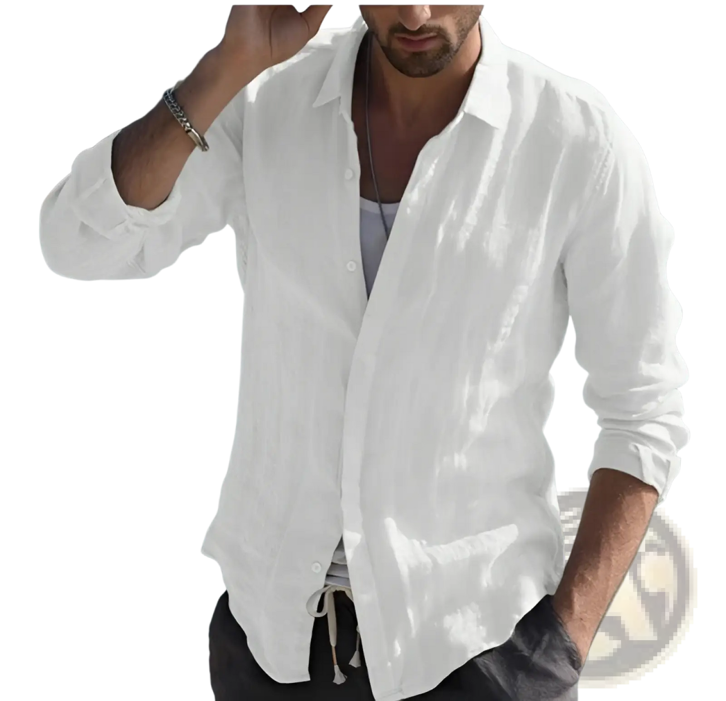 Men's Premium Textured Linen Blend Long Sleeve Shirt