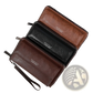 Men's Pu Leather Long Wallet with Wrist Strap