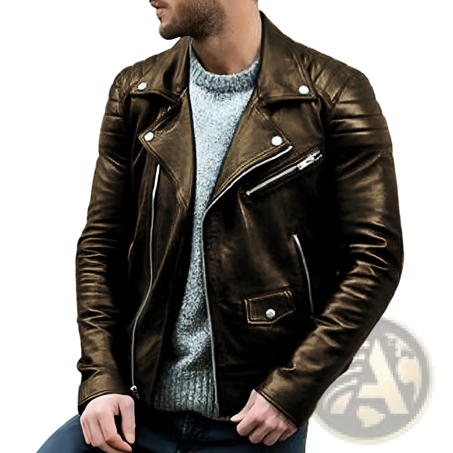 Men's Pu Leather Punk Stand Collar Biker Jacket
