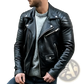 Men's Pu Leather Punk Stand Collar Biker Jacket