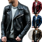 Men's Pu Leather Punk Stand Collar Biker Jacket