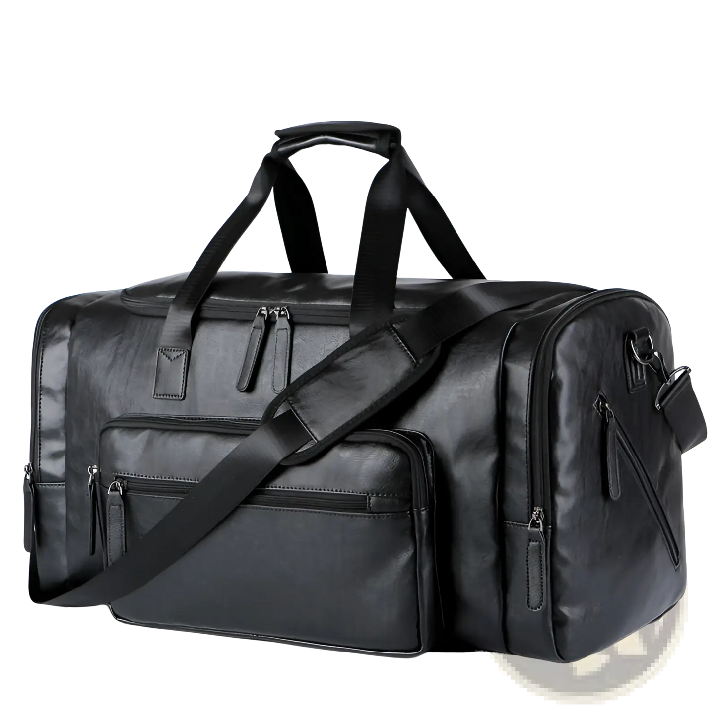 Men's Pu Leather Travel Duffel Bag 20-35l Capacity