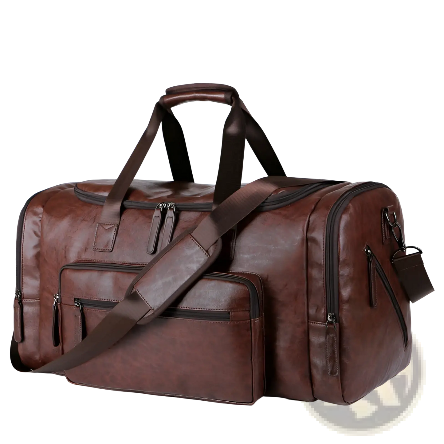 Men's Pu Leather Travel Duffel Bag 20-35l Capacity