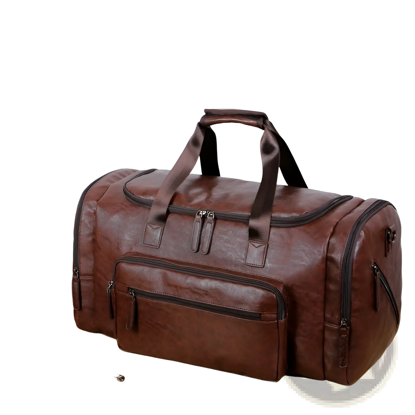 Men's Pu Leather Travel Duffel Bag 20-35l Capacity