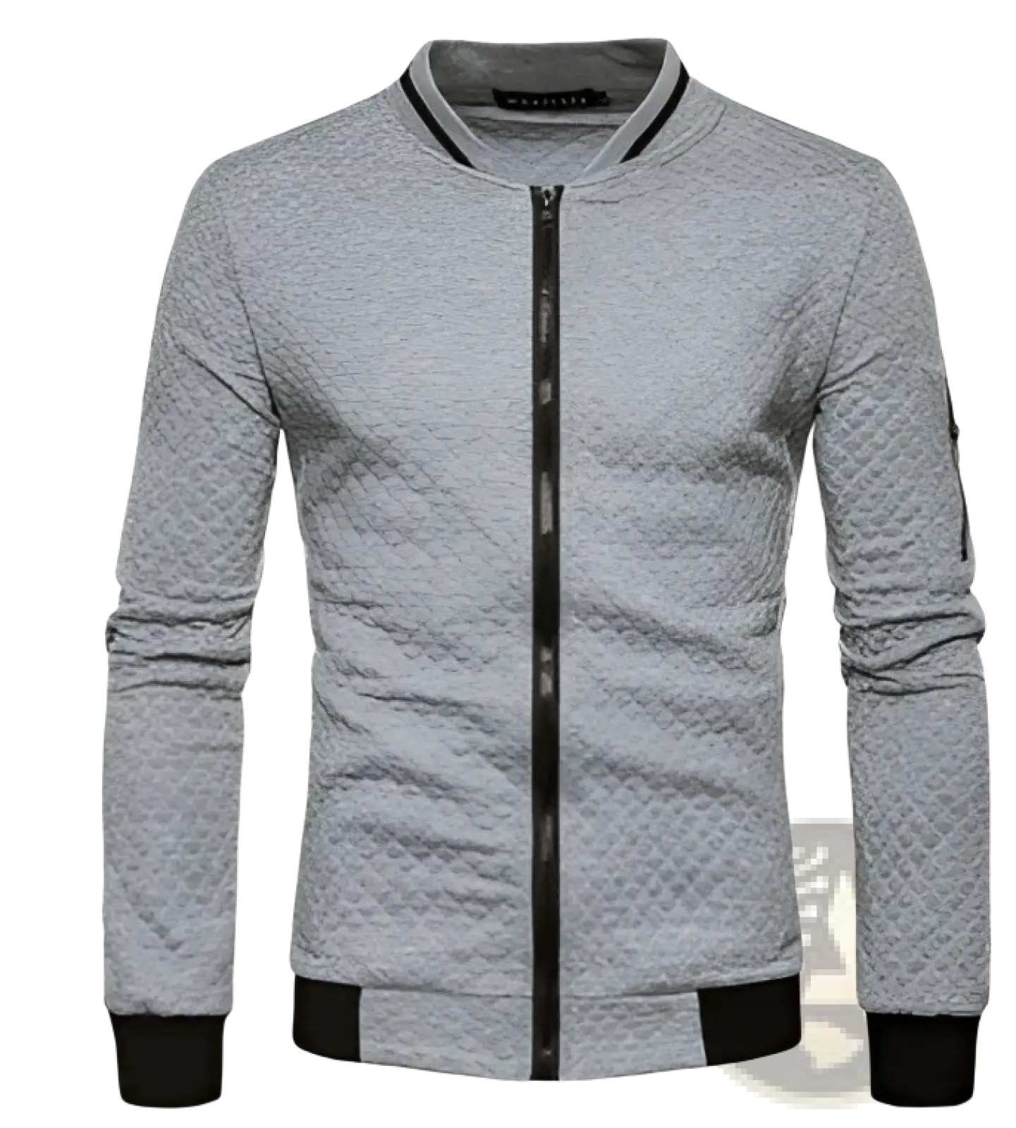 Men's Quilted Colorblock Bomber Jacket with Stand Collar