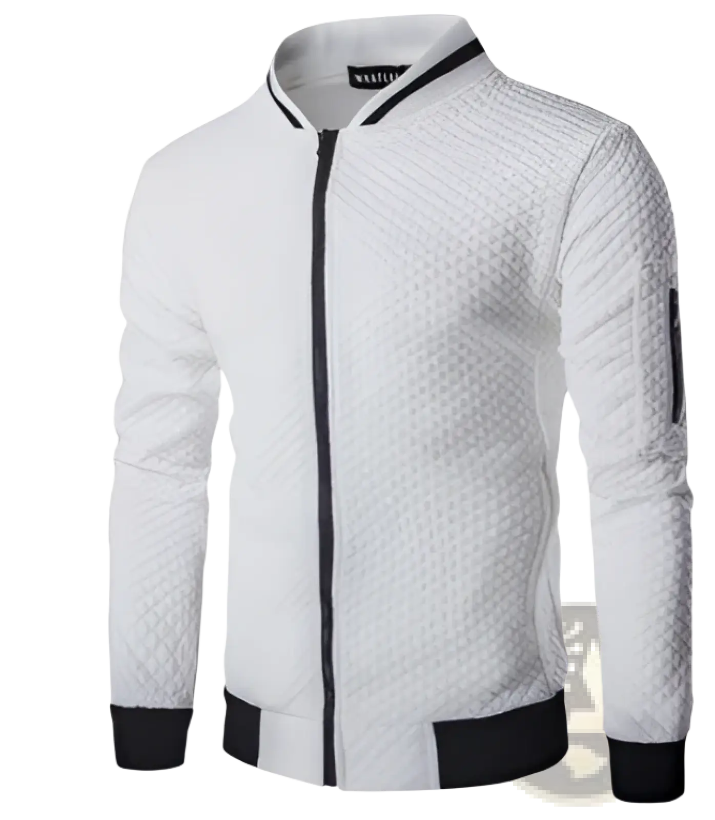 Men's Quilted Colorblock Bomber Jacket with Stand Collar