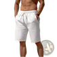 Men's Relaxed Cotton Linen Drawstring Beach Shorts