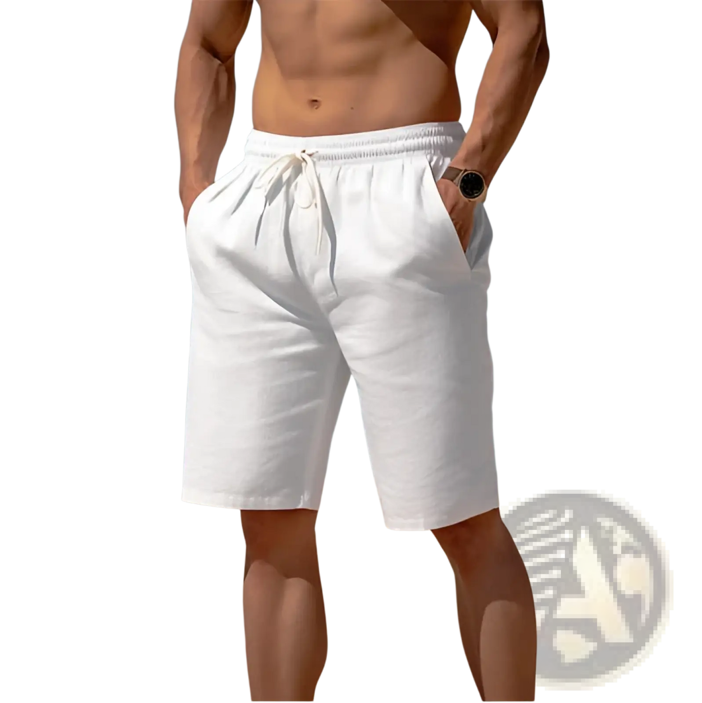 Men's Relaxed Cotton Linen Drawstring Beach Shorts