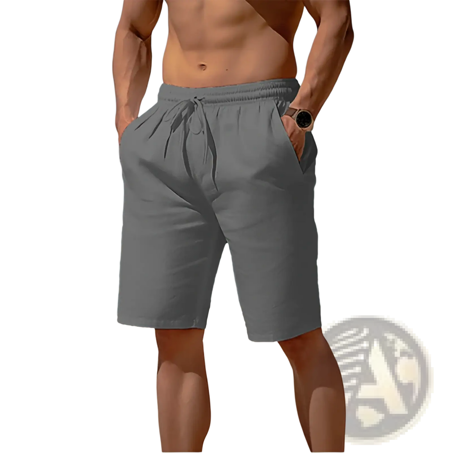 Men's Relaxed Cotton Linen Drawstring Beach Shorts