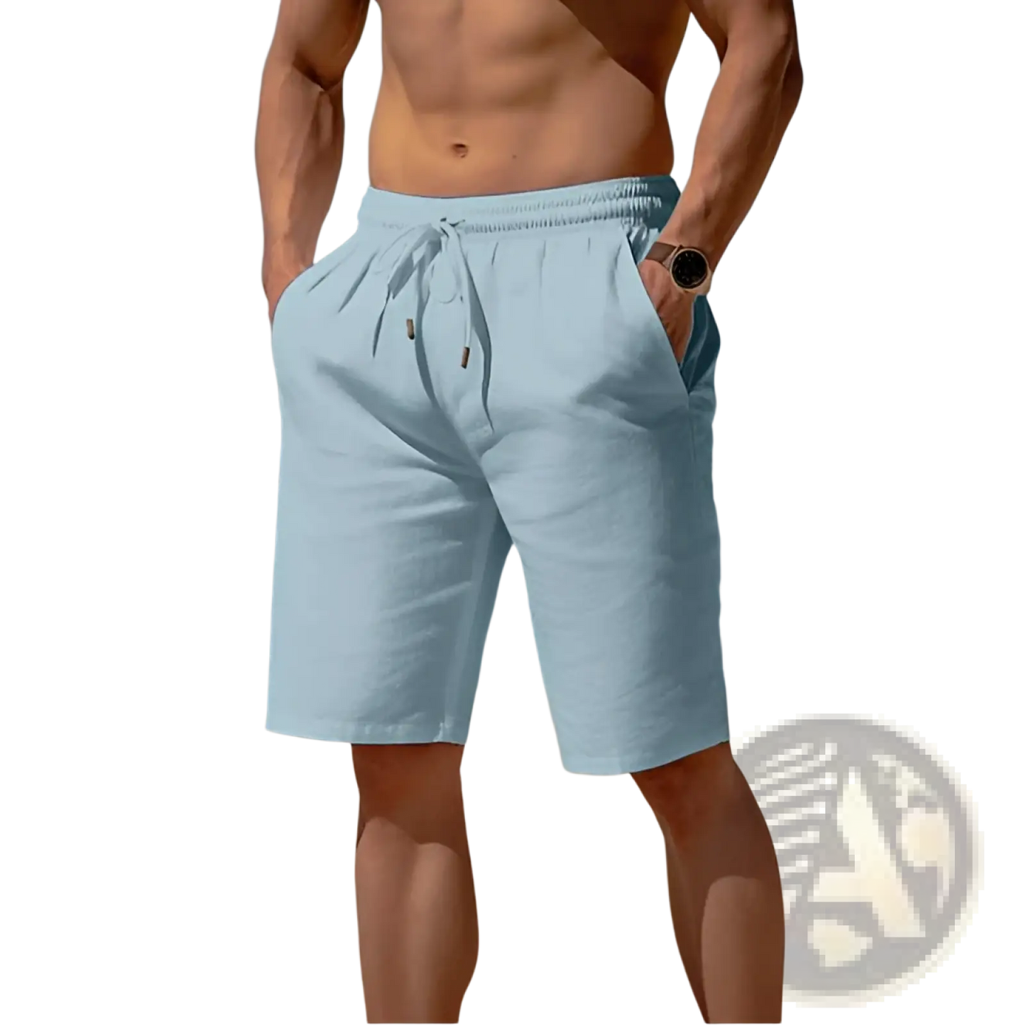 Men's Relaxed Cotton Linen Drawstring Beach Shorts