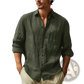 Men's Relaxed Fit Cotton Linen Long Sleeve Shirt