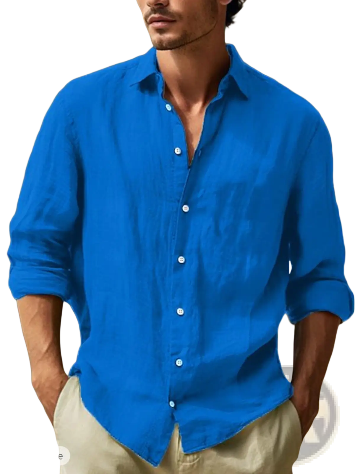 Men's Relaxed Fit Cotton Linen Long Sleeve Shirt