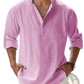 Men's Relaxed Fit Cotton Linen Long Sleeve Shirt