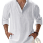 Men's Relaxed Fit Cotton Linen Long Sleeve Shirt