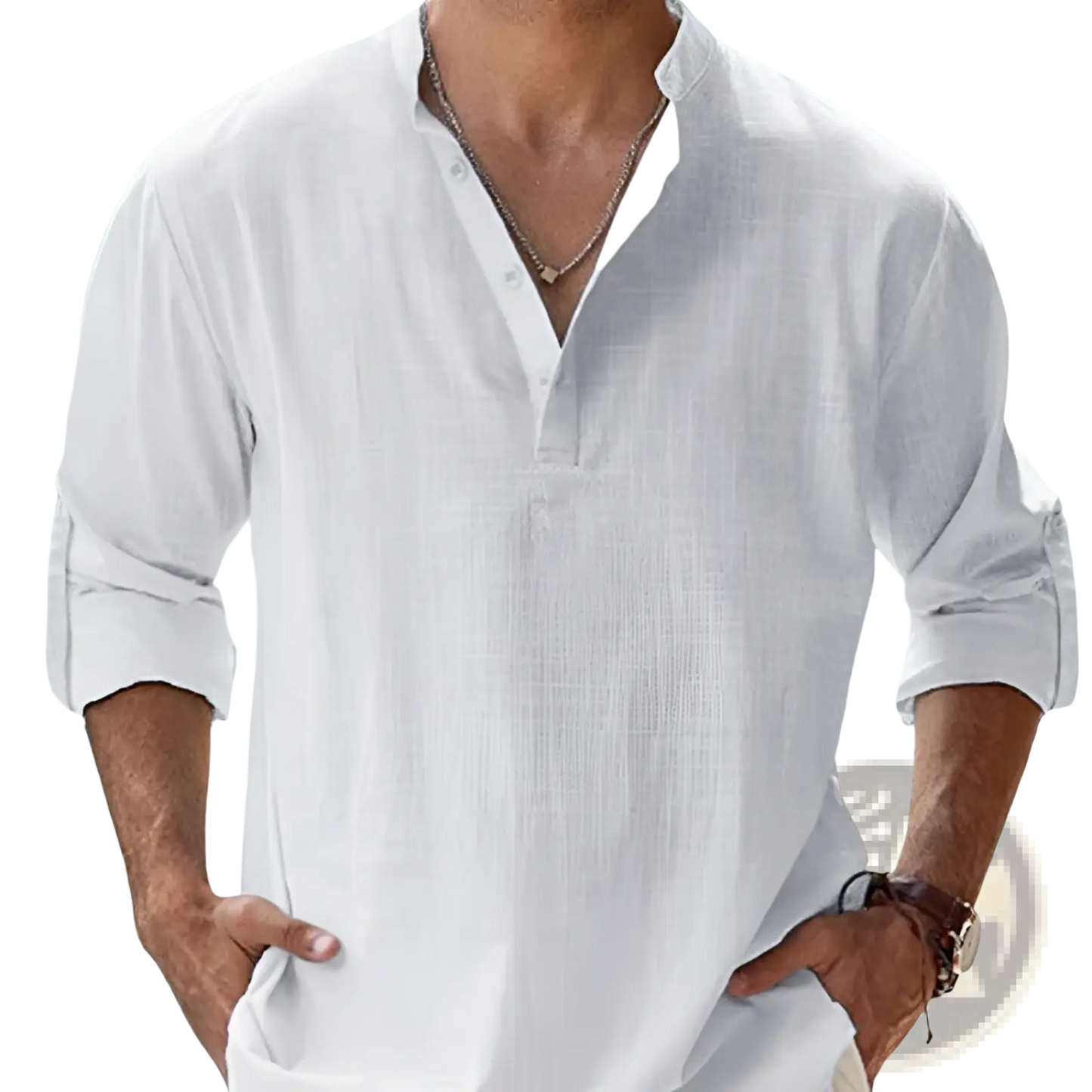 Men's Relaxed Fit Cotton Linen Long Sleeve Shirt