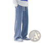 Men's Relaxed Fit Drawstring Wide Leg Denim Jeans