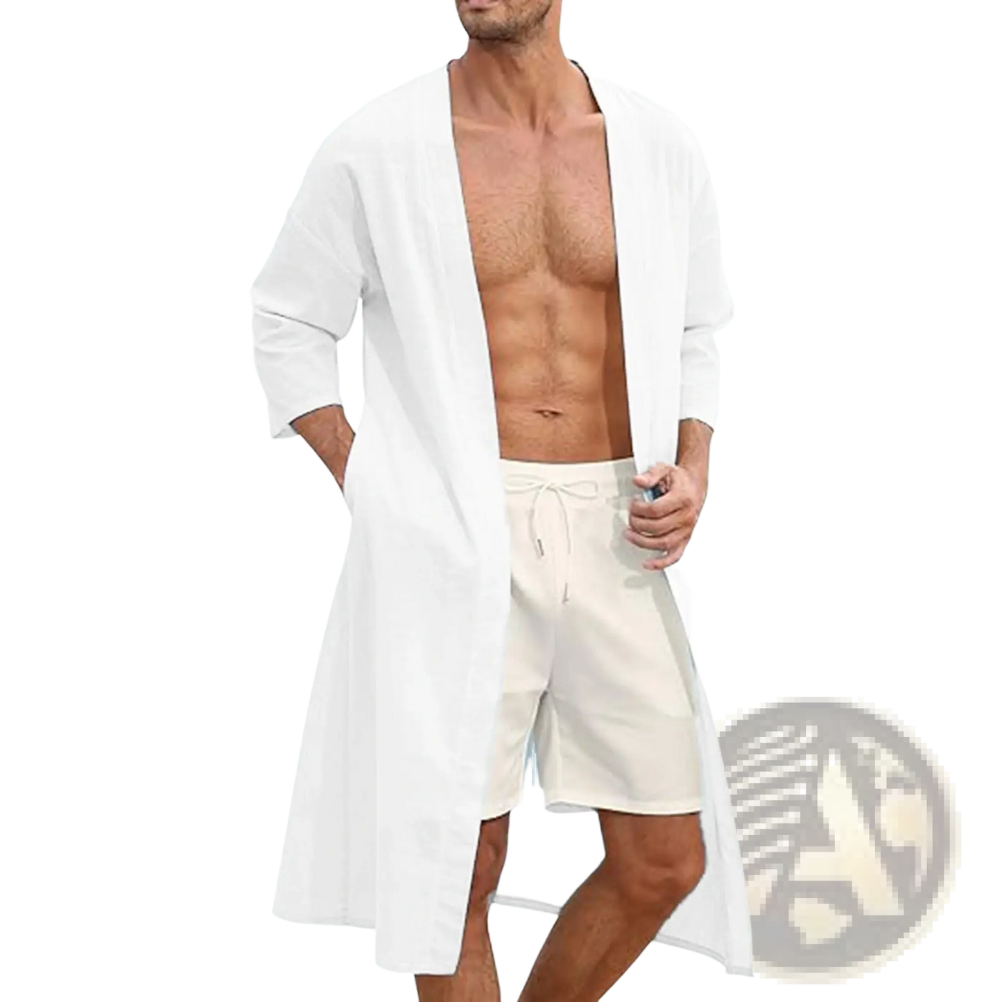 Men's Relaxed Fit Open Front Kimono Cardigan