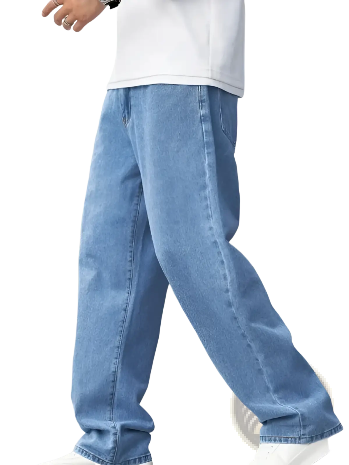 Men's Relaxed Straight Leg Light Wash Denim Jeans