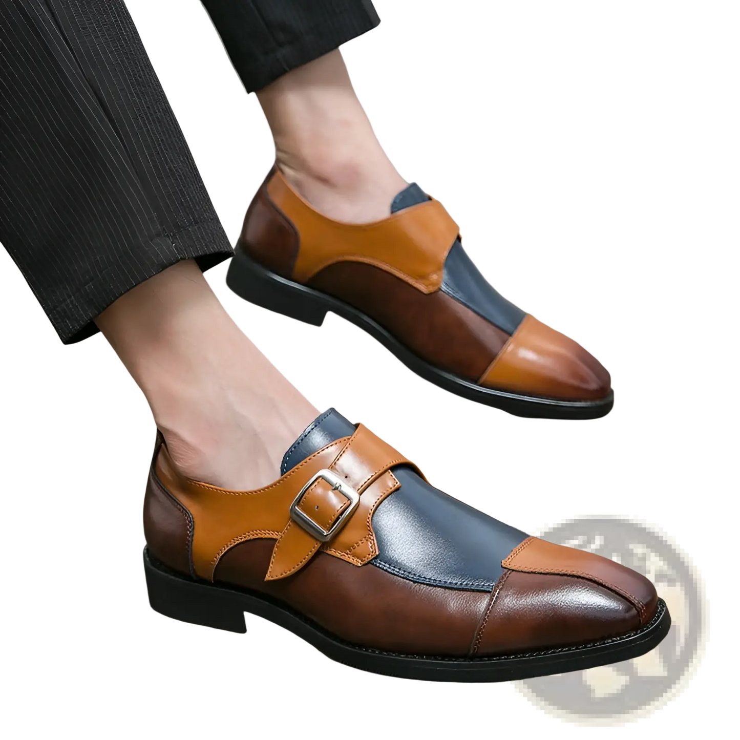 Men's Retro British Style Buckle Microfiber Leather Shoes