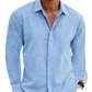 Men's Retro Cotton Linen Blend Long Sleeve Button Up Shirt