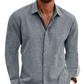 Men's Retro Cotton Linen Blend Long Sleeve Button Up Shirt