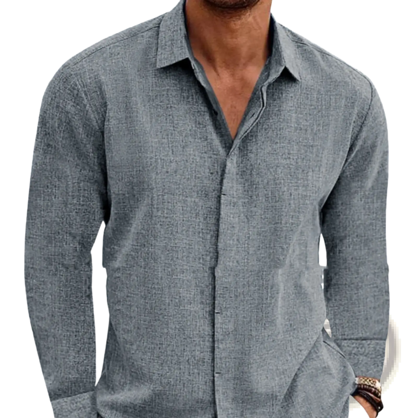 Men's Retro Cotton Linen Blend Long Sleeve Button Up Shirt