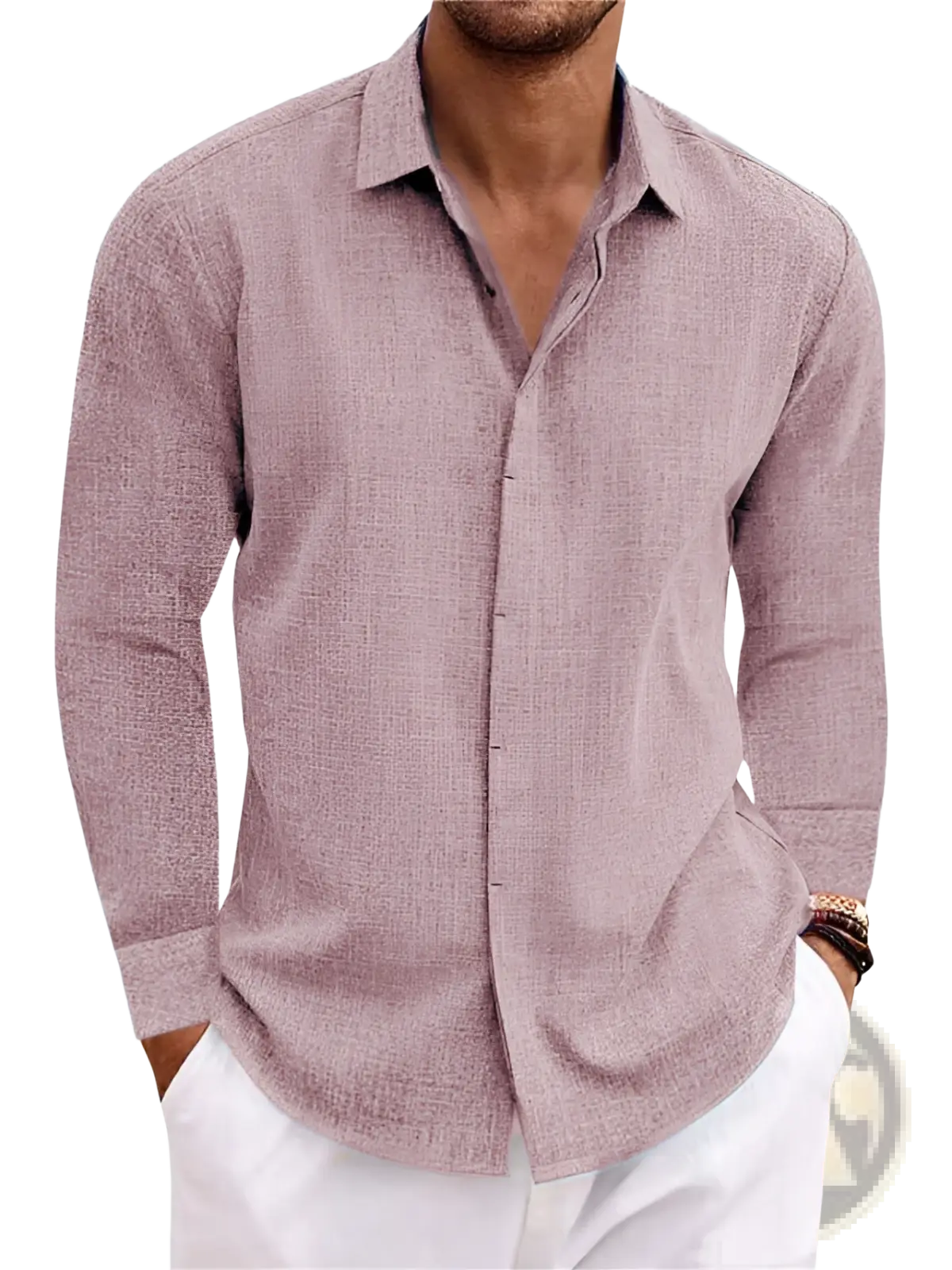 Men's Retro Cotton Linen Blend Long Sleeve Button Up Shirt