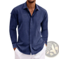 Men's Retro Cotton Linen Blend Long Sleeve Button Up Shirt