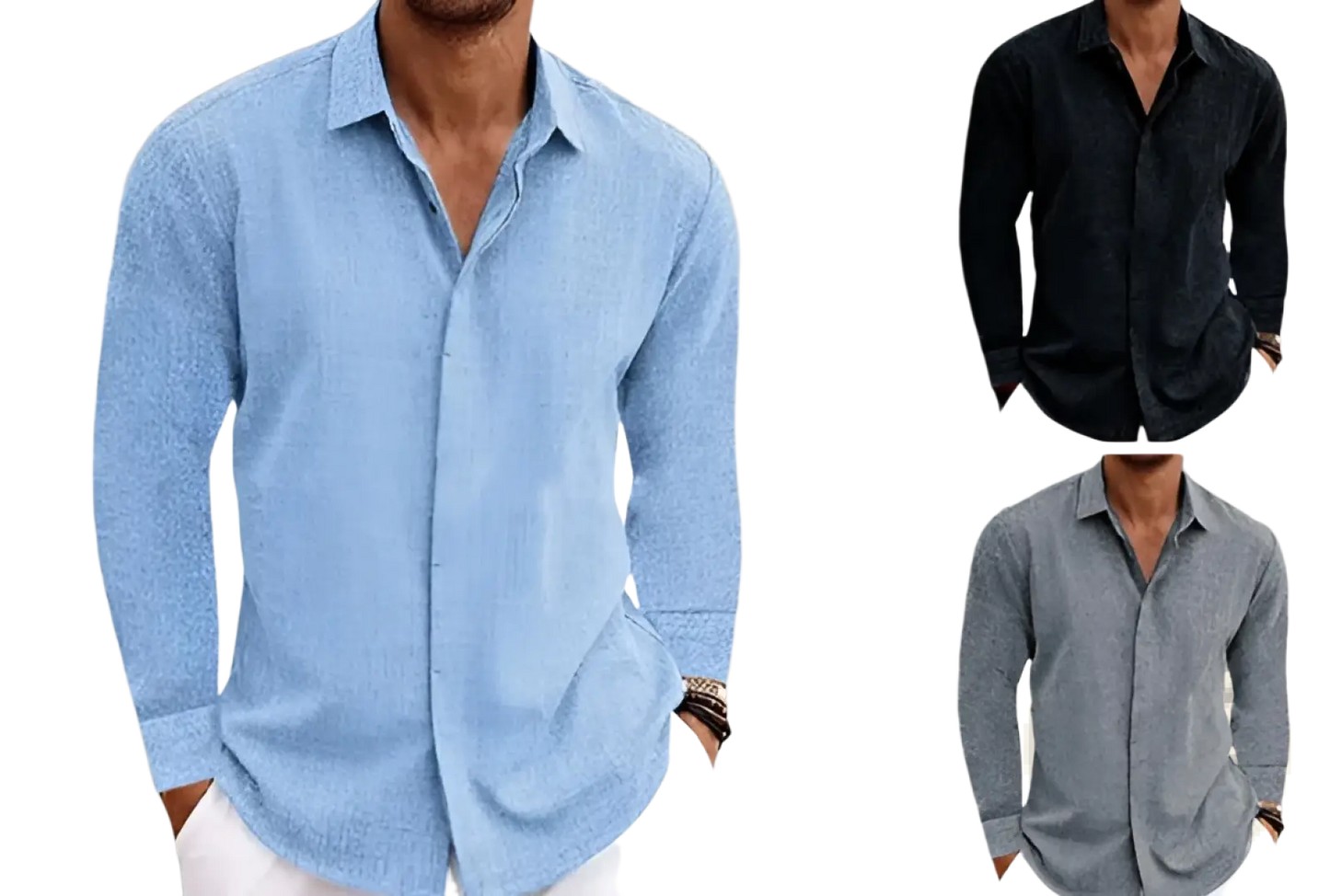 Men's Retro Cotton Linen Blend Long Sleeve Button Up Shirt