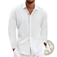 Men's Retro Cotton Linen Blend Long Sleeve Button Up Shirt