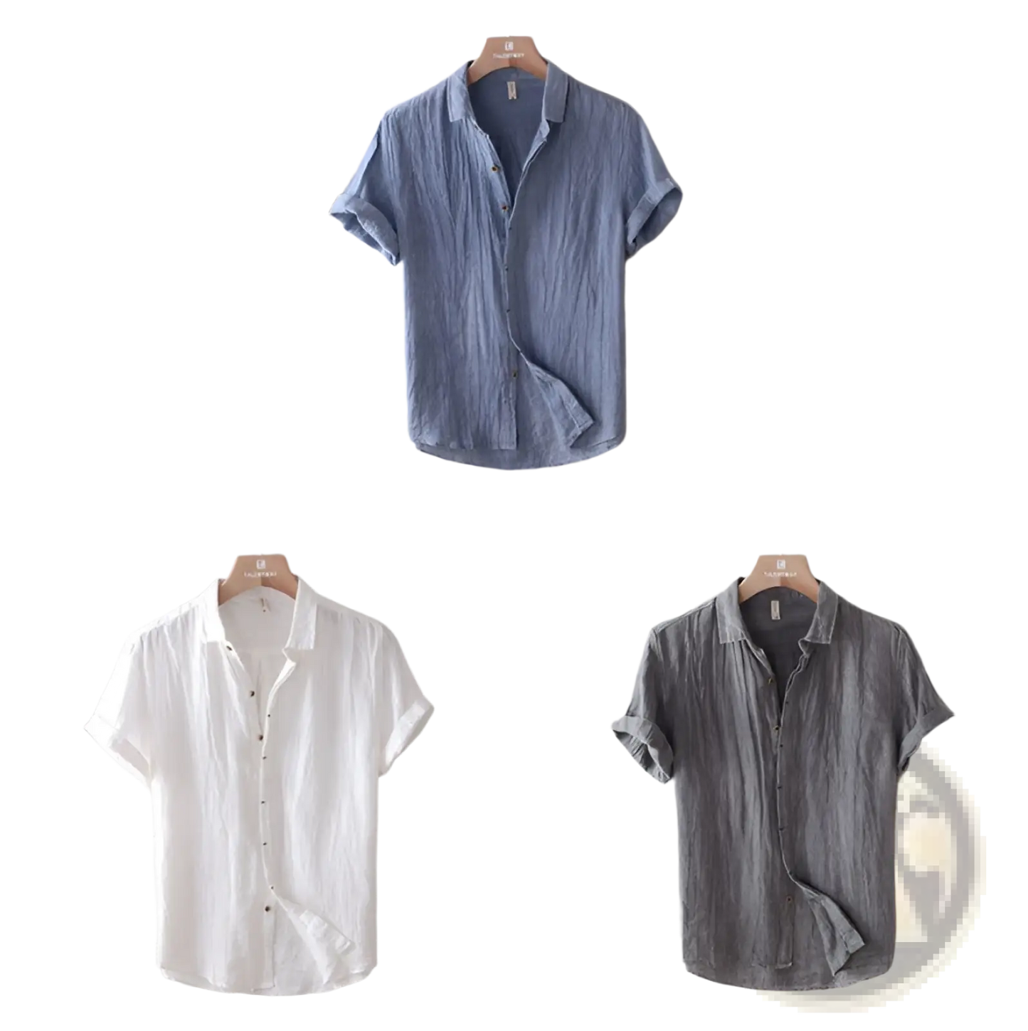 Men's Retro Distressed Linen Short Sleeve Shirt